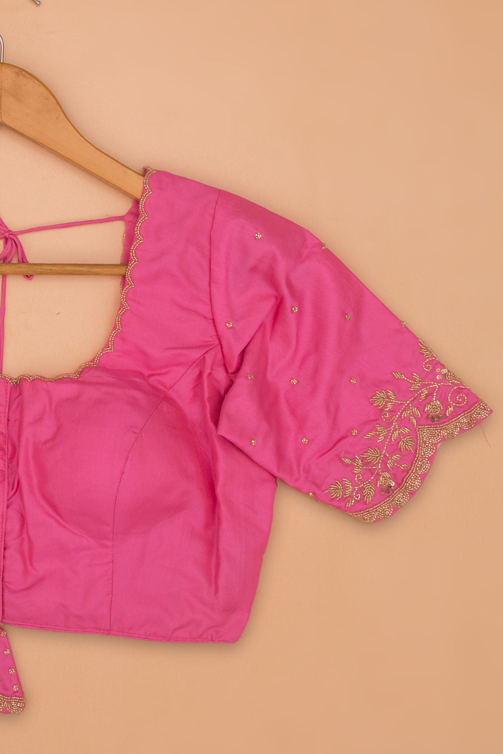 Pure Silk Readymade Padded Pastel Pink Blouse