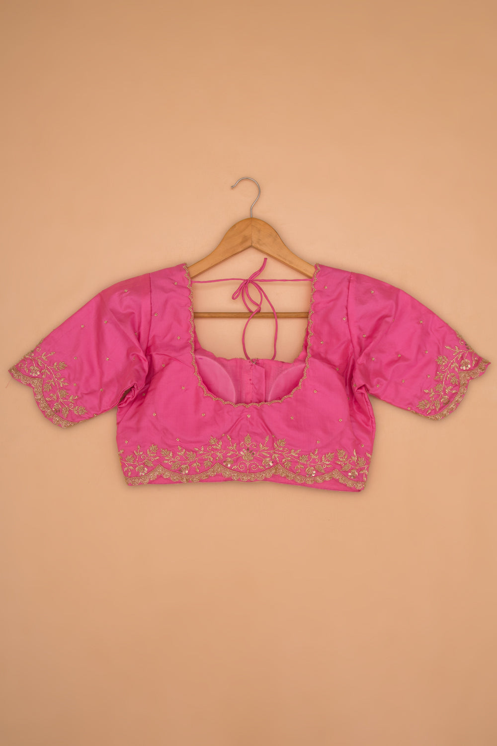 Pure Silk Readymade Padded Pastel Pink Blouse