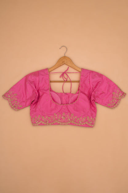 Pure Silk Readymade Padded Pastel Pink Blouse