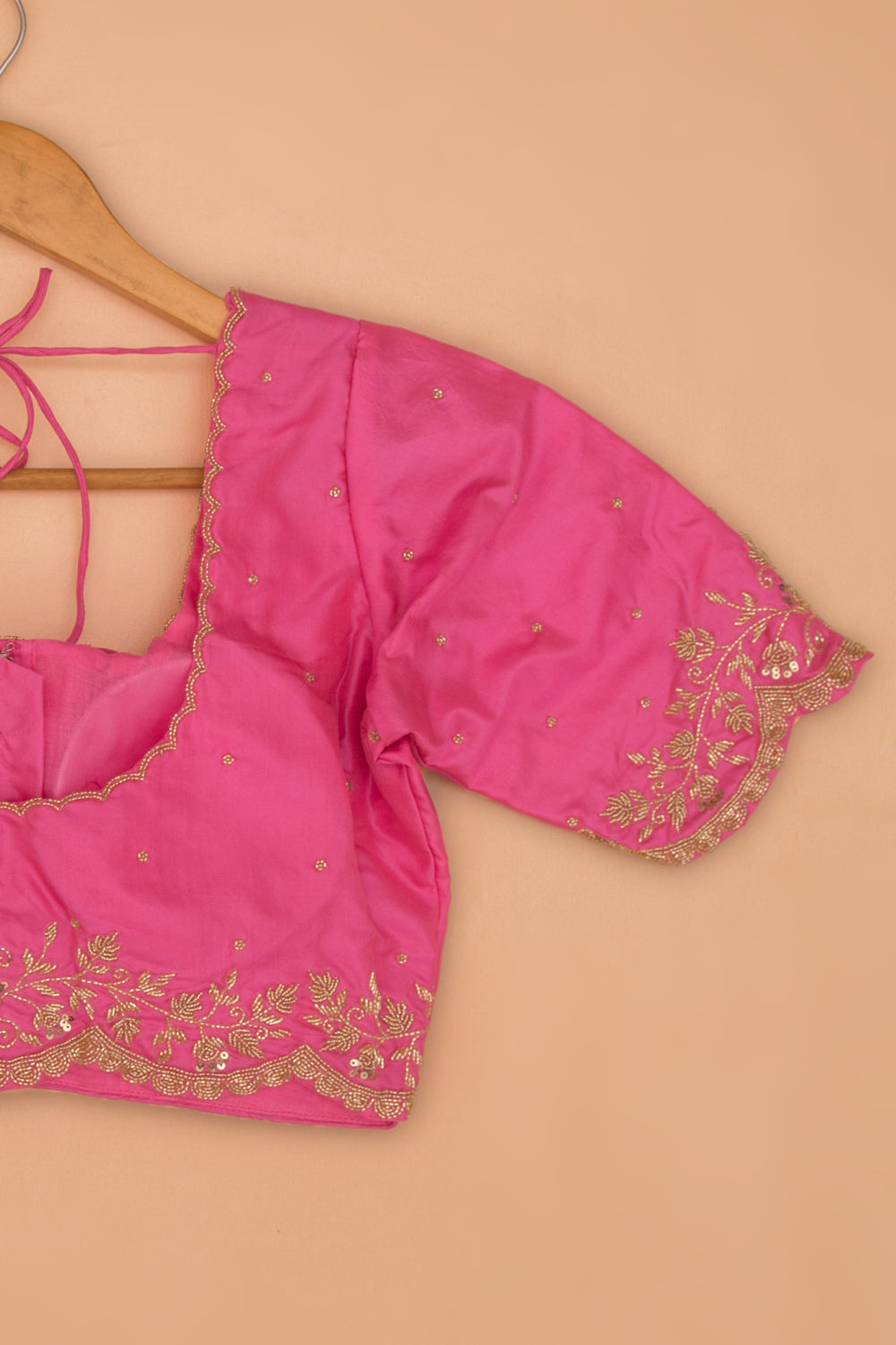 Pure Silk Readymade Padded Pastel Pink Blouse