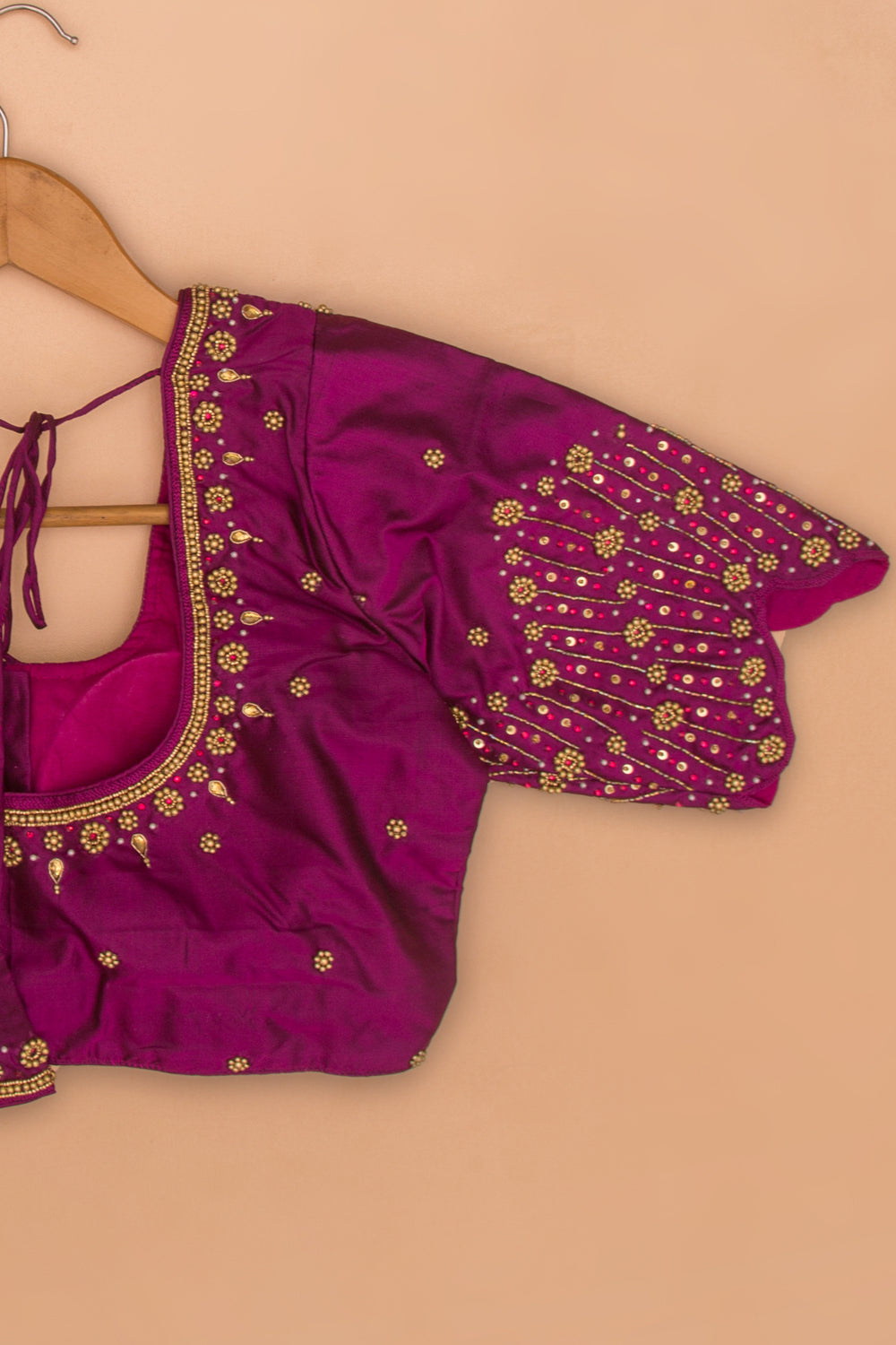 Silk Readymade Padded Purple Blouse