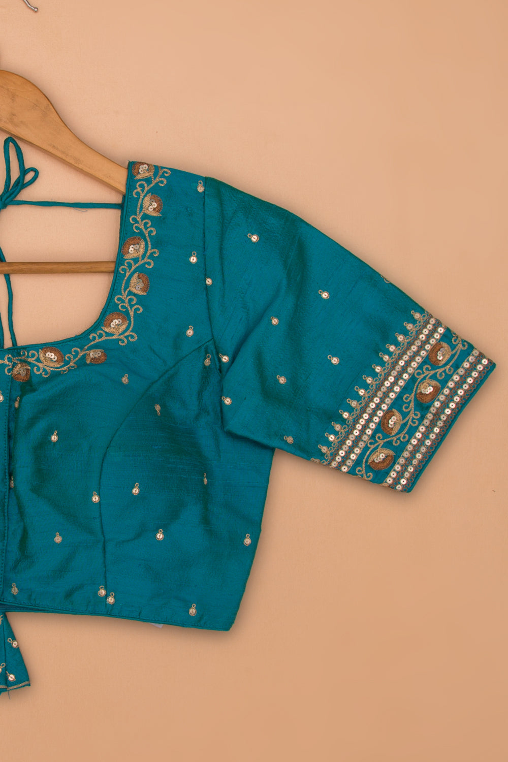 Tussar Readymade Padded Blue Blouse