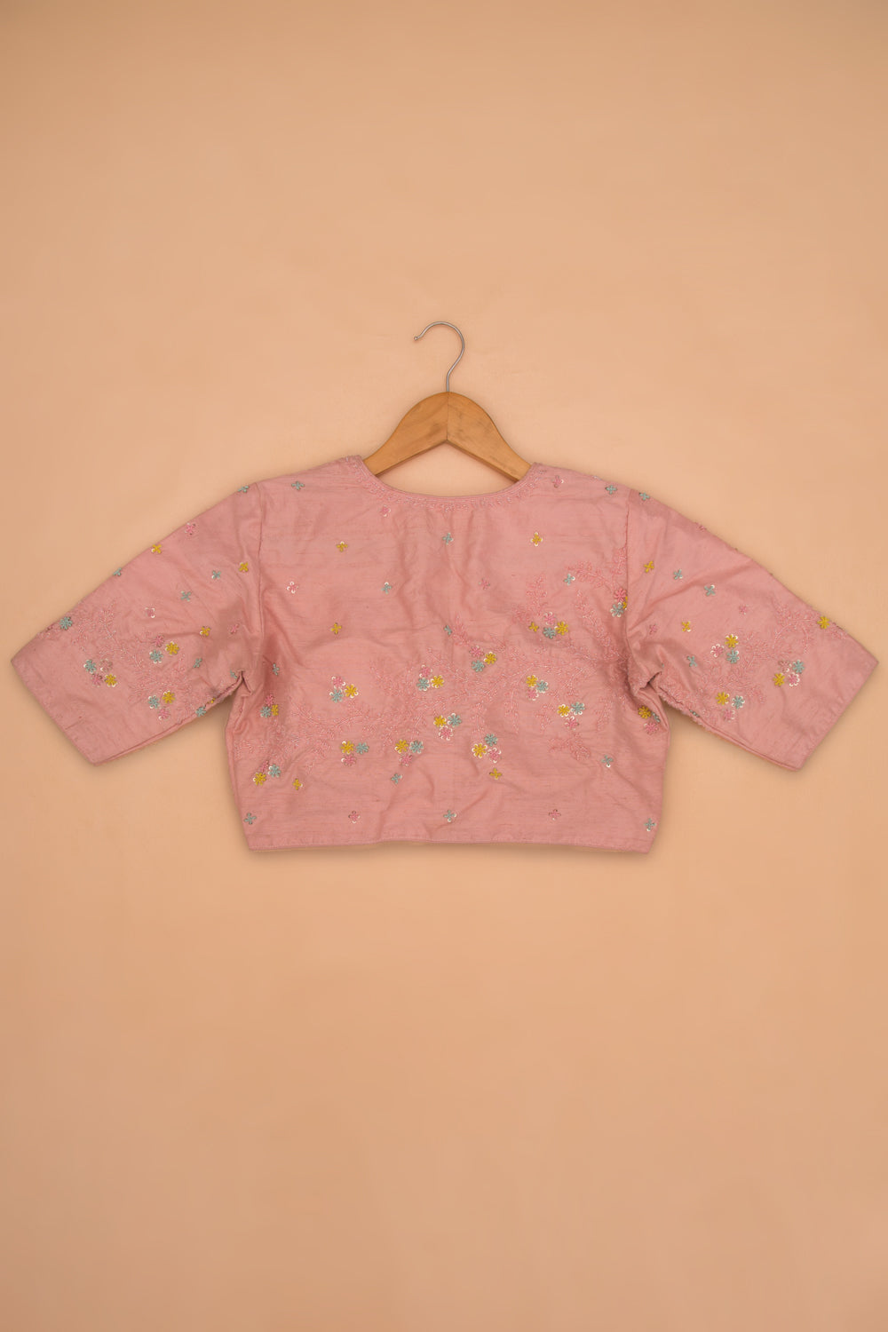 Tussar Readymade Padded Pastel Pink Blouse