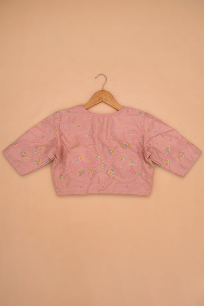 Tussar Readymade Padded Pastel Pink Blouse