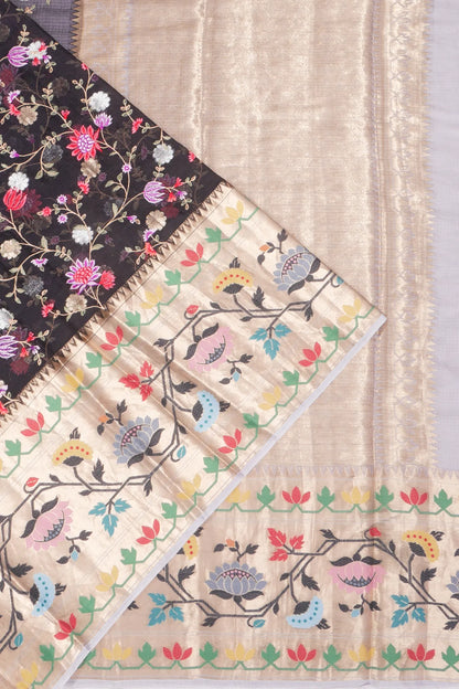 Kankatala Kota Soft Silk All Over Embroidery Black Saree g2