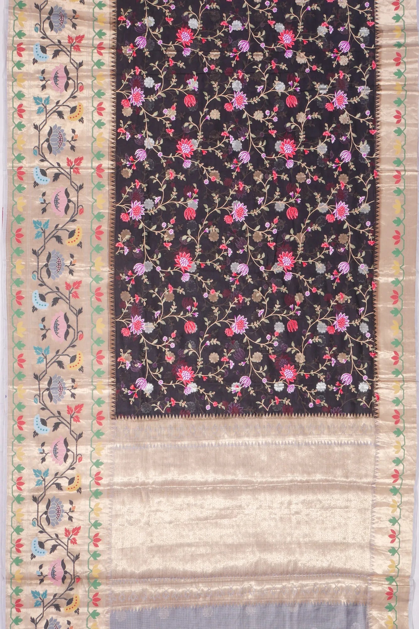 Kankatala Kota Soft Silk All Over Embroidery Black Saree g2