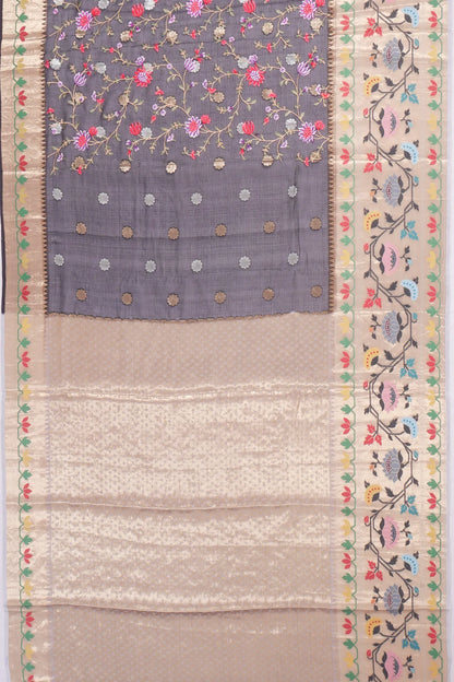 Kankatala Kota Soft Silk All Over Embroidery Black Saree g2