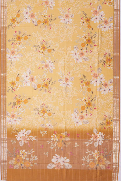 Kankatala Chanderi Silk Floral Printed Yellow Saree g2
