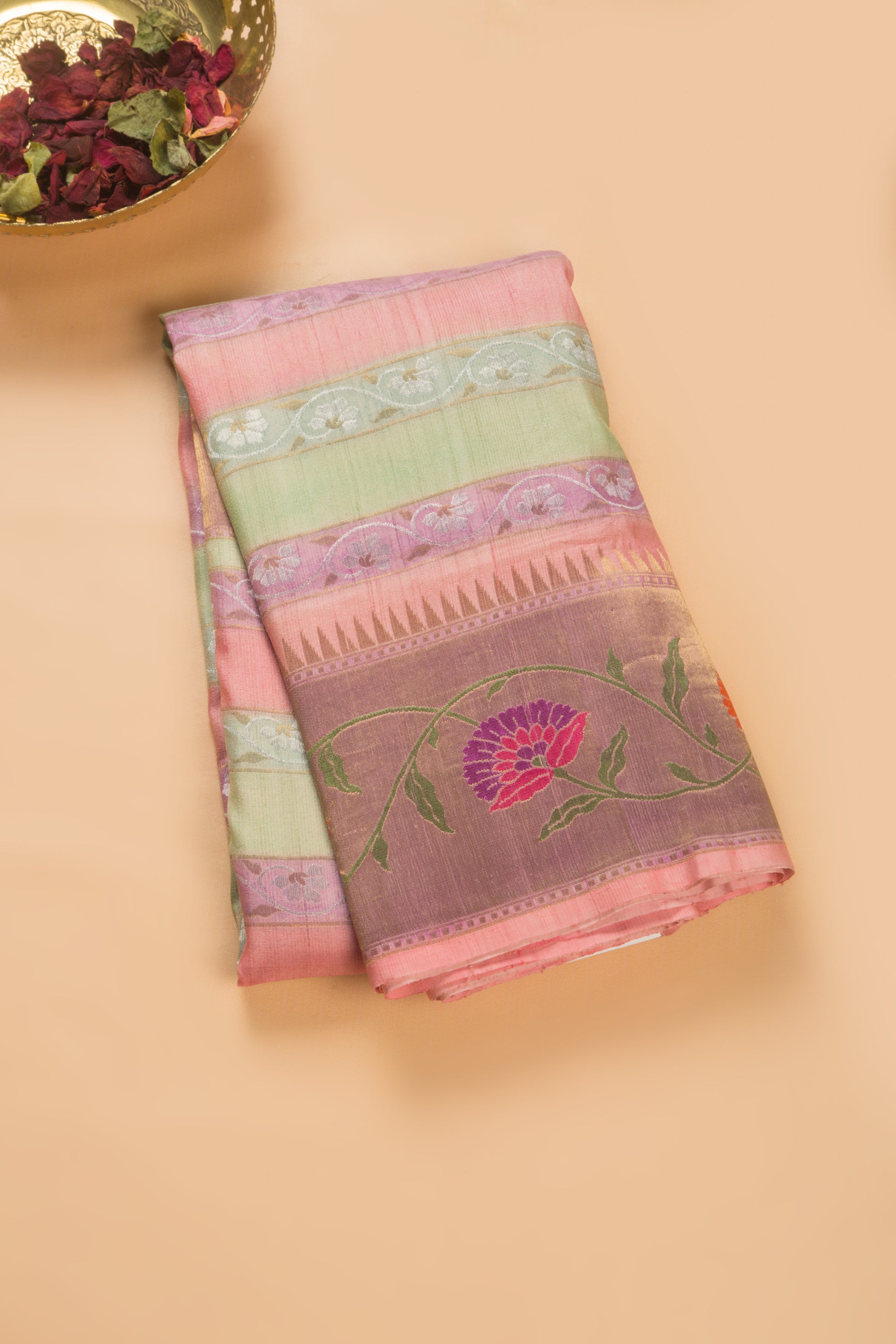 Banarasi Tussar Georgette Horizontal Lines Multicolour Saree