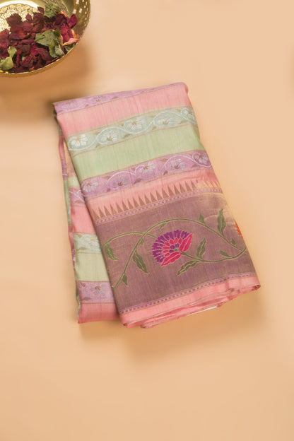 Banarasi Tussar Georgette Horizontal Lines Multicolour Saree