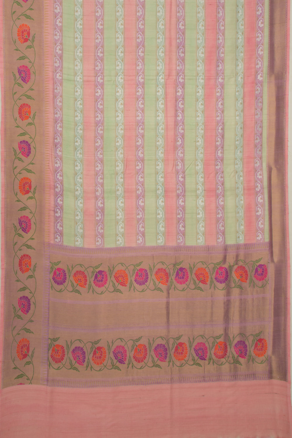 Banarasi Tussar Georgette Horizontal Lines Multicolour Saree