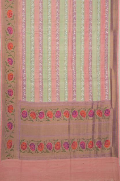 Banarasi Tussar Georgette Horizontal Lines Multicolour Saree