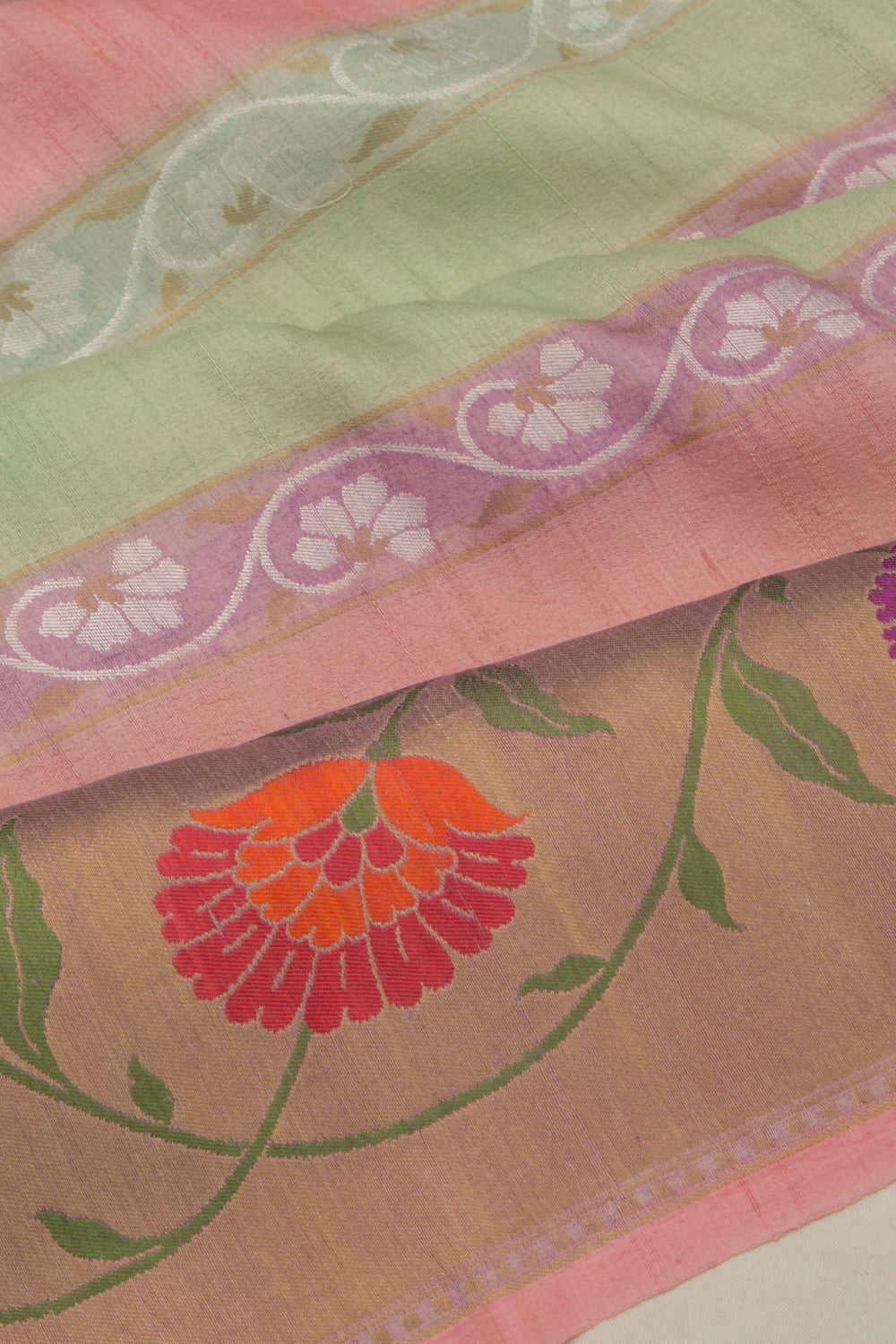 Banarasi Tussar Georgette Horizontal Lines Multicolour Saree