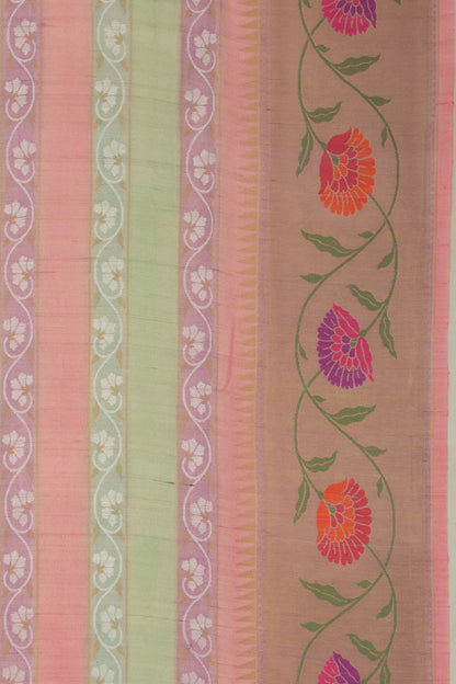 Banarasi Tussar Georgette Horizontal Lines Multicolour Saree