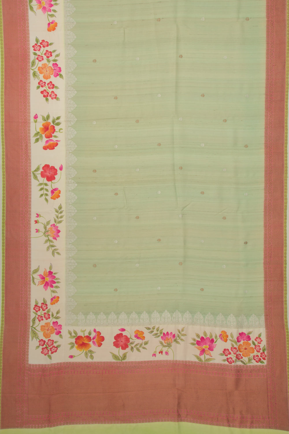 Banarasi Tussar Georgette Butta Pista Green Saree