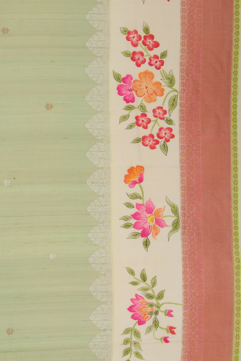 Banarasi Tussar Georgette Butta Pista Green Saree