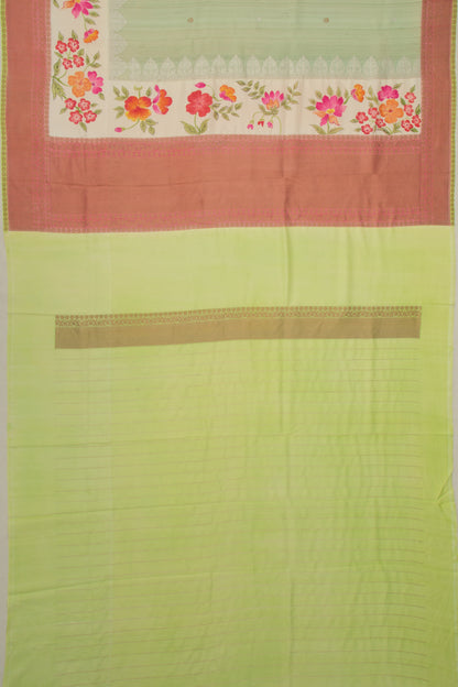 Banarasi Tussar Georgette Butta Pista Green Saree