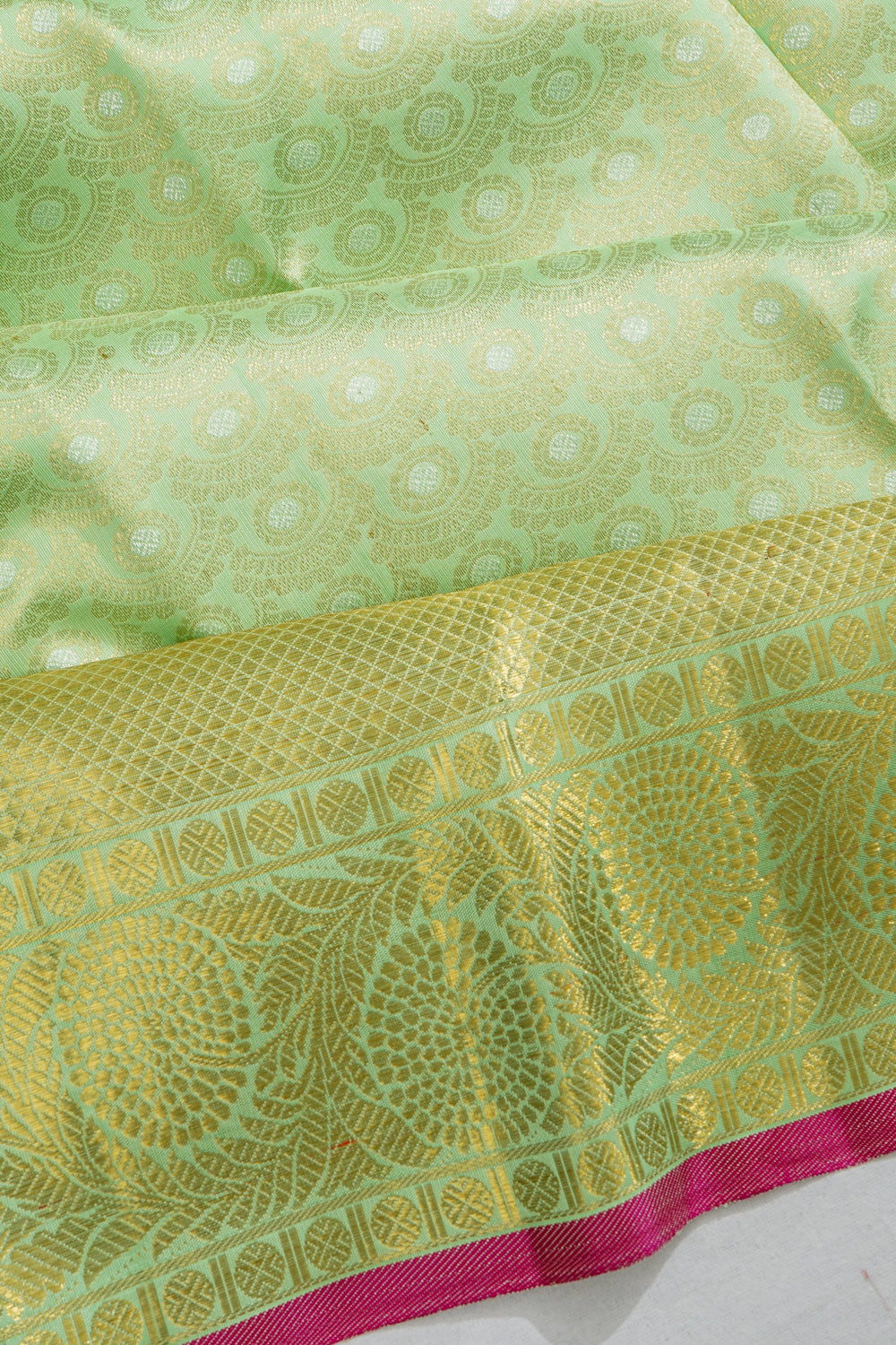 Kanchipuram Silk Brocade Pastel Green Saree