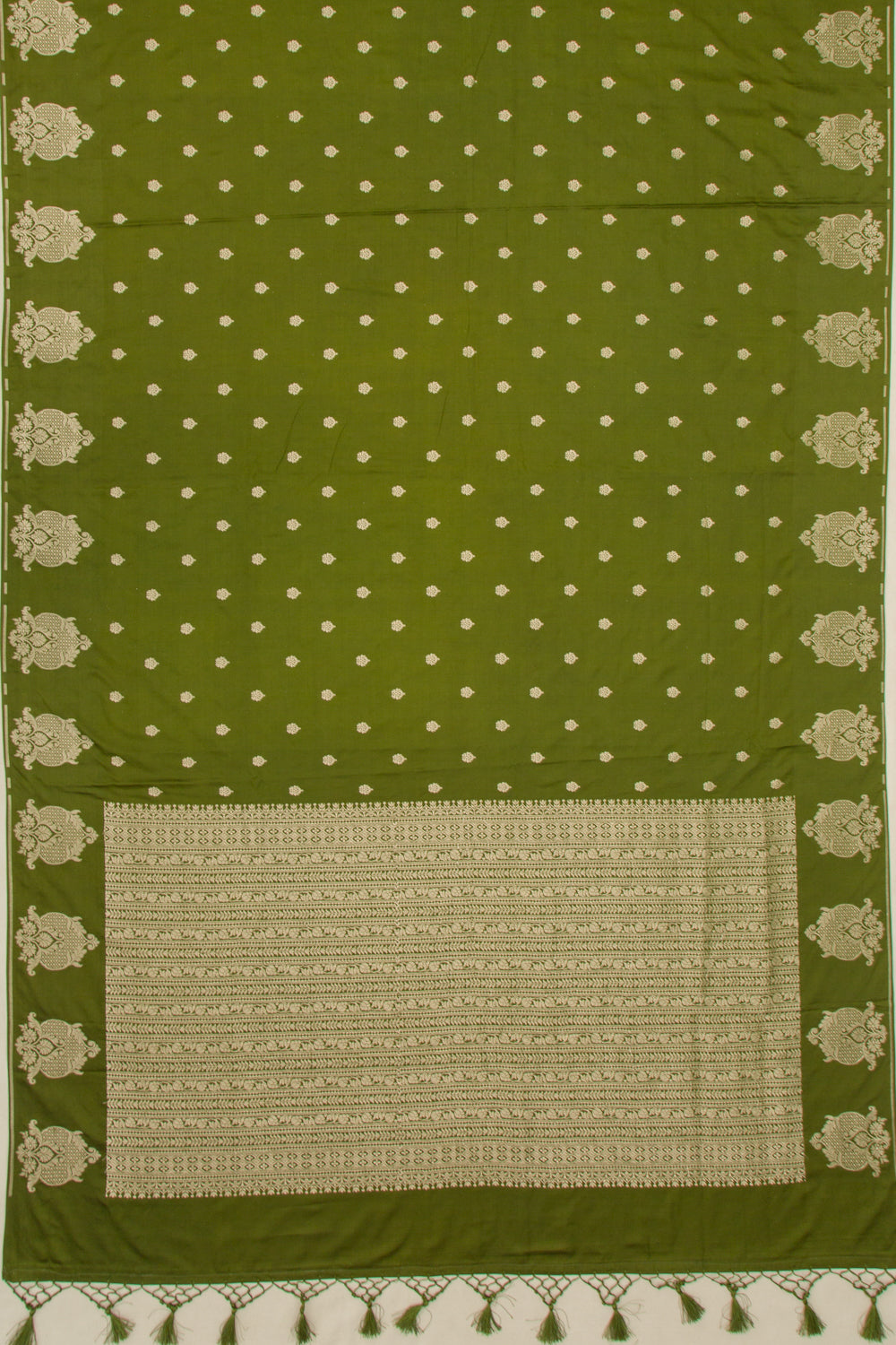 Banarasi Satin Brocade Mehandi Green Saree