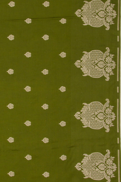 Banarasi Satin Brocade Mehandi Green Saree