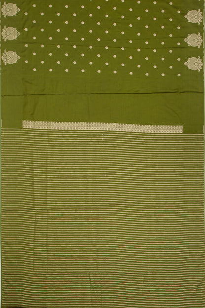 Banarasi Satin Brocade Mehandi Green Saree