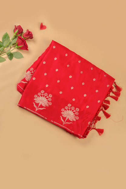 Banarasi Satin Brocade Red Saree