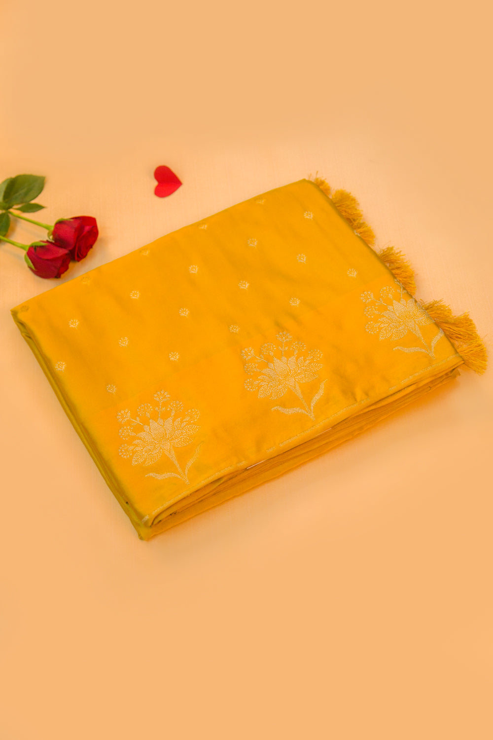 Banarasi Satin Brocade Yellow Saree