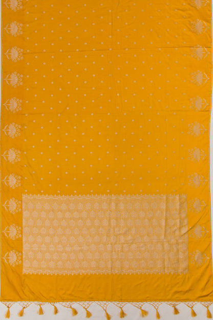 Banarasi Satin Brocade Yellow Saree