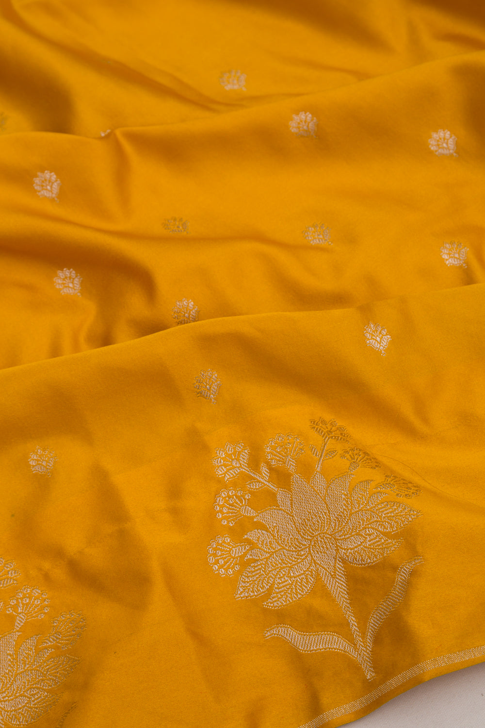 Banarasi Satin Brocade Yellow Saree