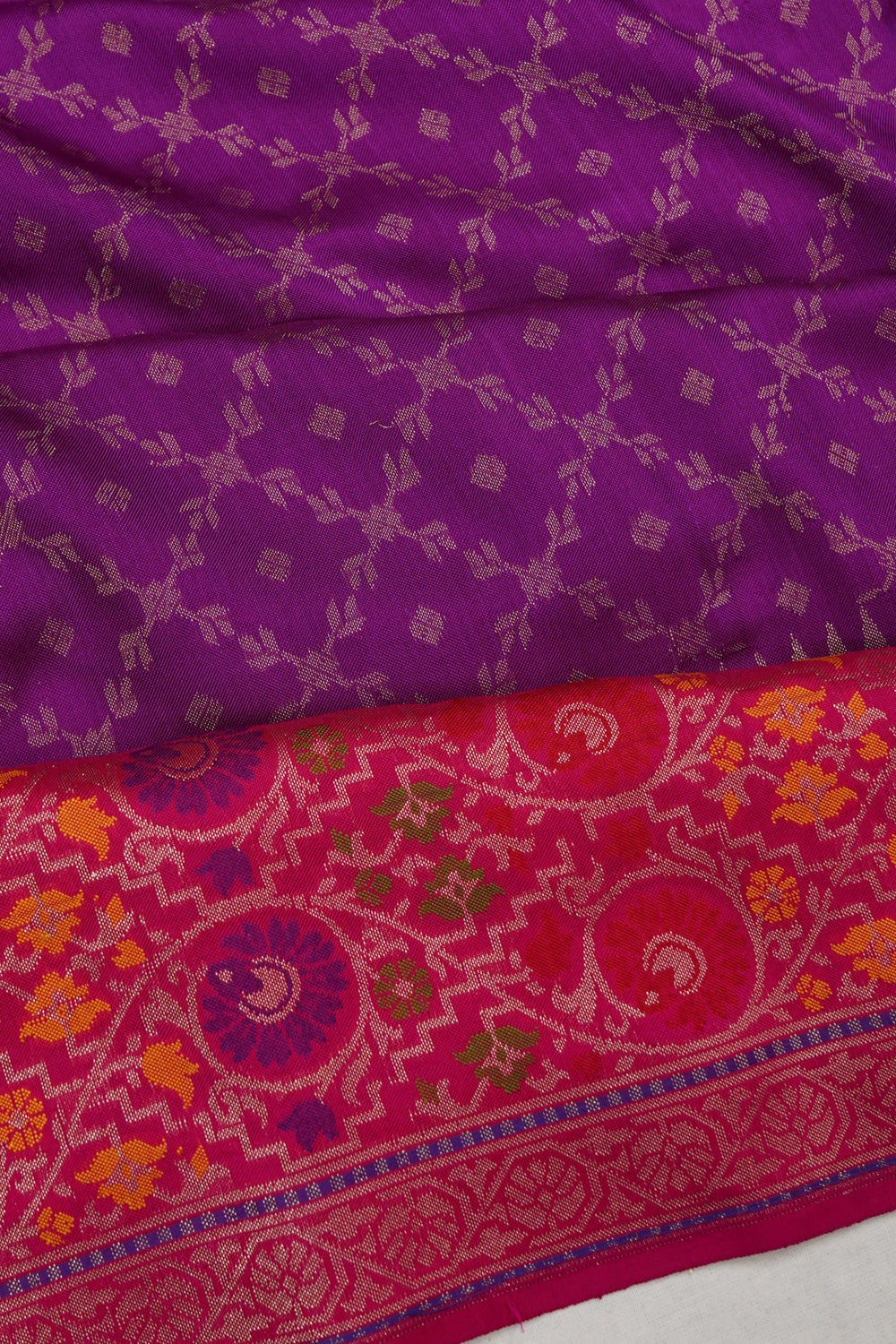 Banarasi Silk Jaal And Butta Violet Saree 1213772180