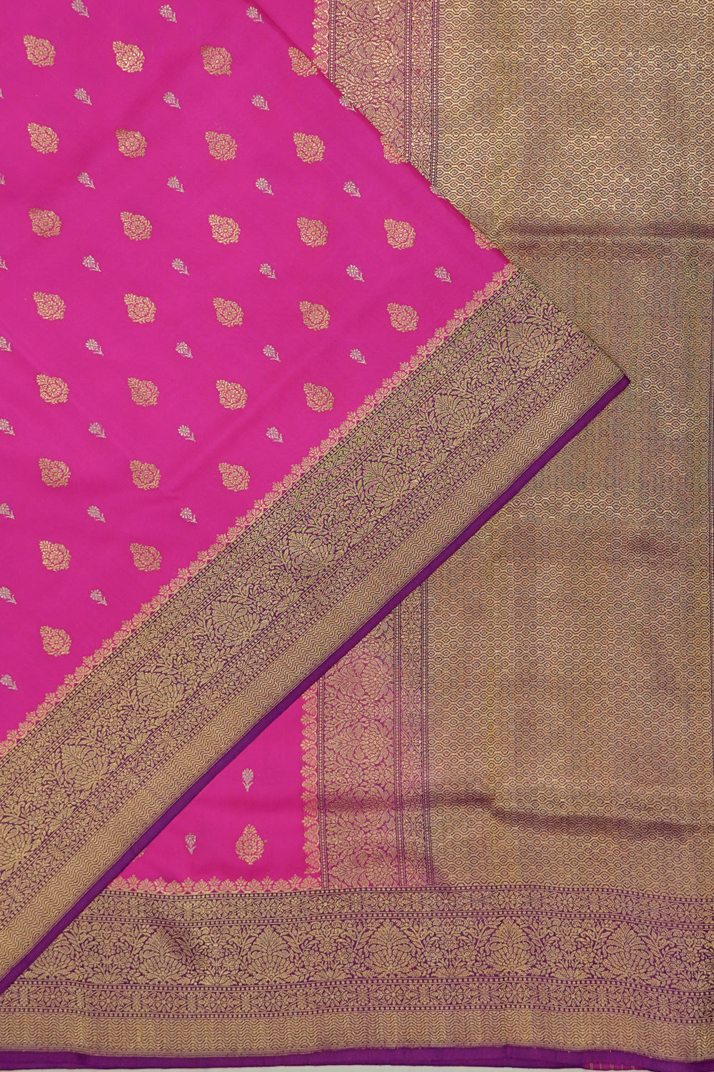 Kanchipuram Silk Butta Magenta Pink Saree