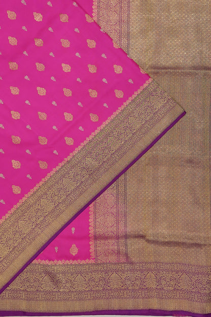 Kanchipuram Silk Butta Magenta Pink Saree