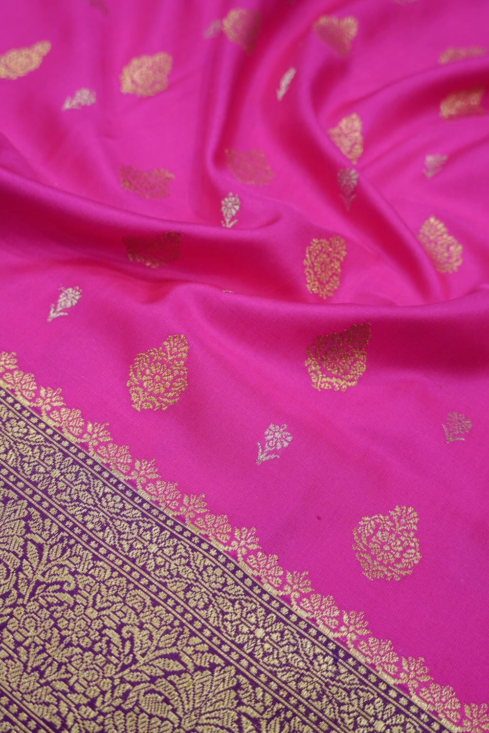Kanchipuram Silk Butta Magenta Pink Saree