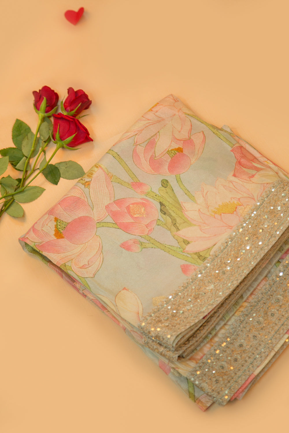 Soft Tussar Printed Pastel Blue Saree