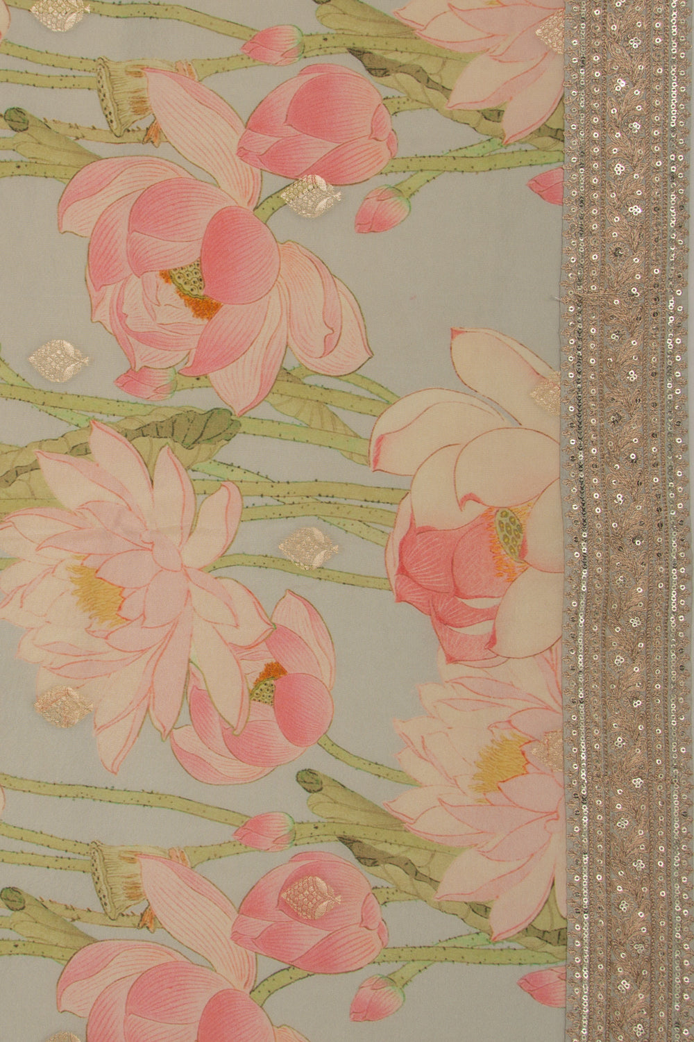 Soft Tussar Printed Pastel Blue Saree