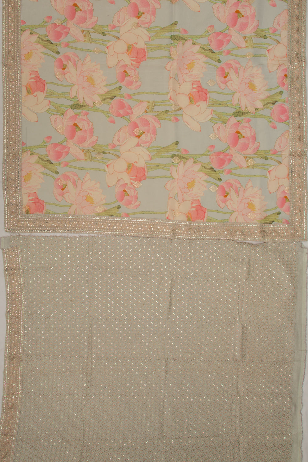 Soft Tussar Printed Pastel Blue Saree