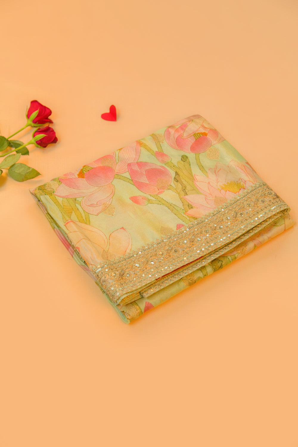 Soft Tussar Printed Pastel Green Saree