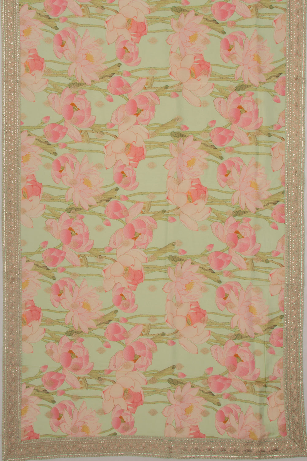 Soft Tussar Printed Pastel Green Saree