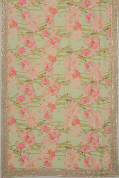 Soft Tussar Printed Pastel Green Saree