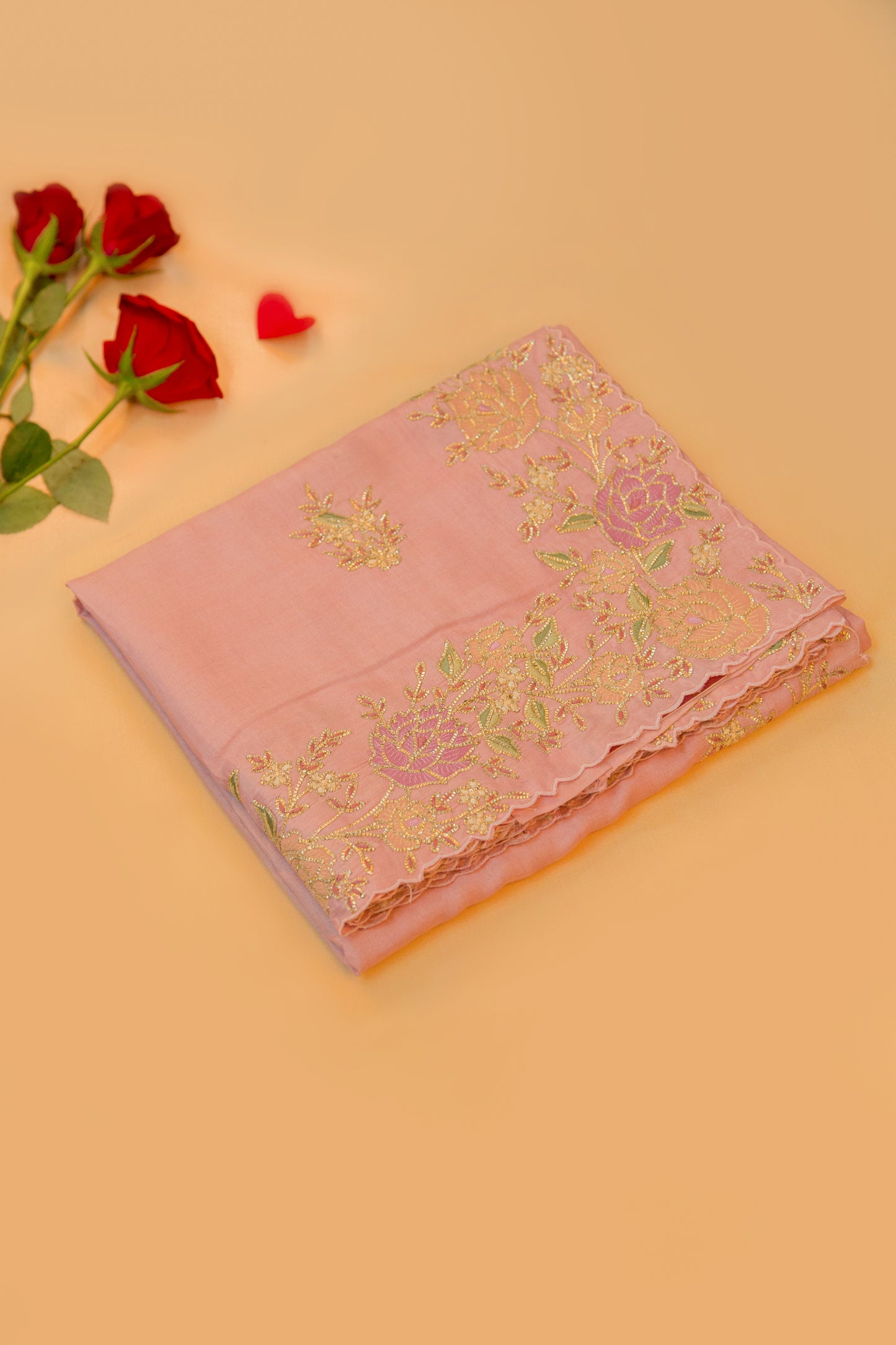 Tussar Plain Pastel Pink Saree