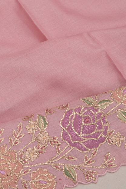 Tussar Plain Pastel Pink Saree