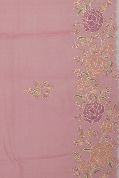 Tussar Plain Pastel Pink Saree