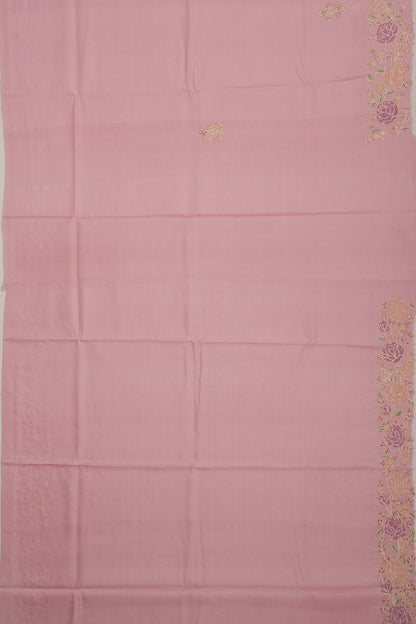 Tussar Plain Pastel Pink Saree