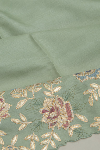 Tussar Plain Pastel Green Saree