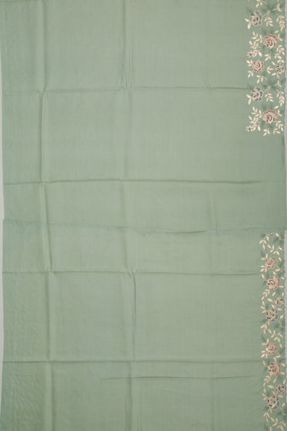 Tussar Plain Pastel Green Saree