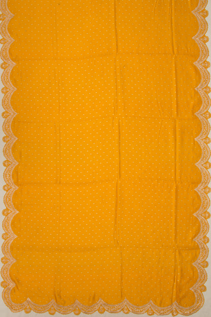 Banarasi Silk Brocade Yellow Saree With Scallop Border
