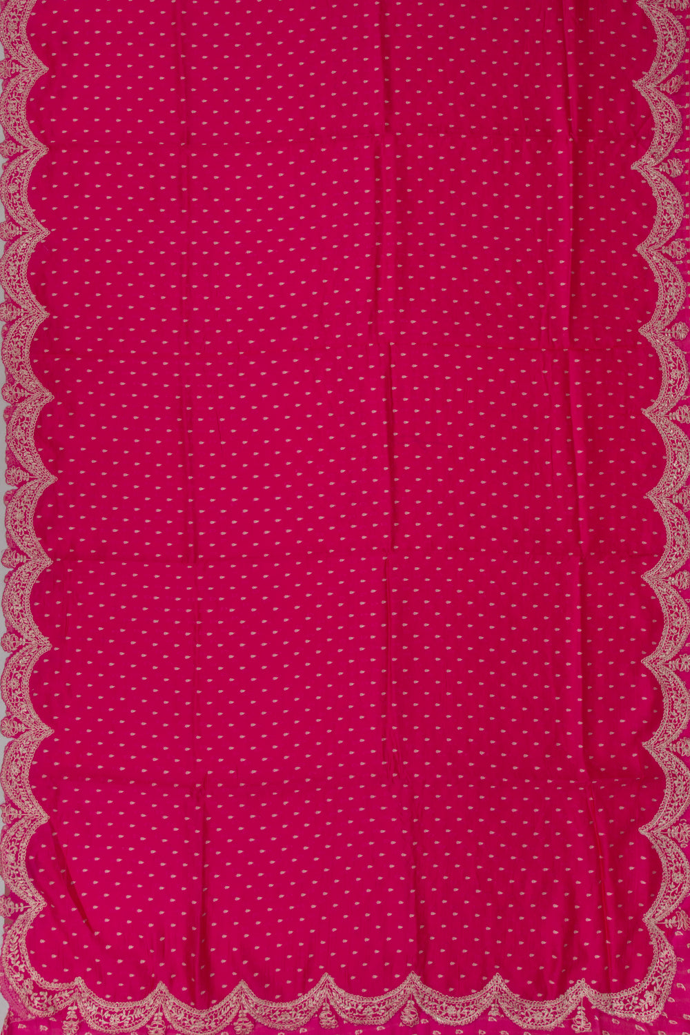 Banarasi Silk Brocade Pink Saree With Scallop Border