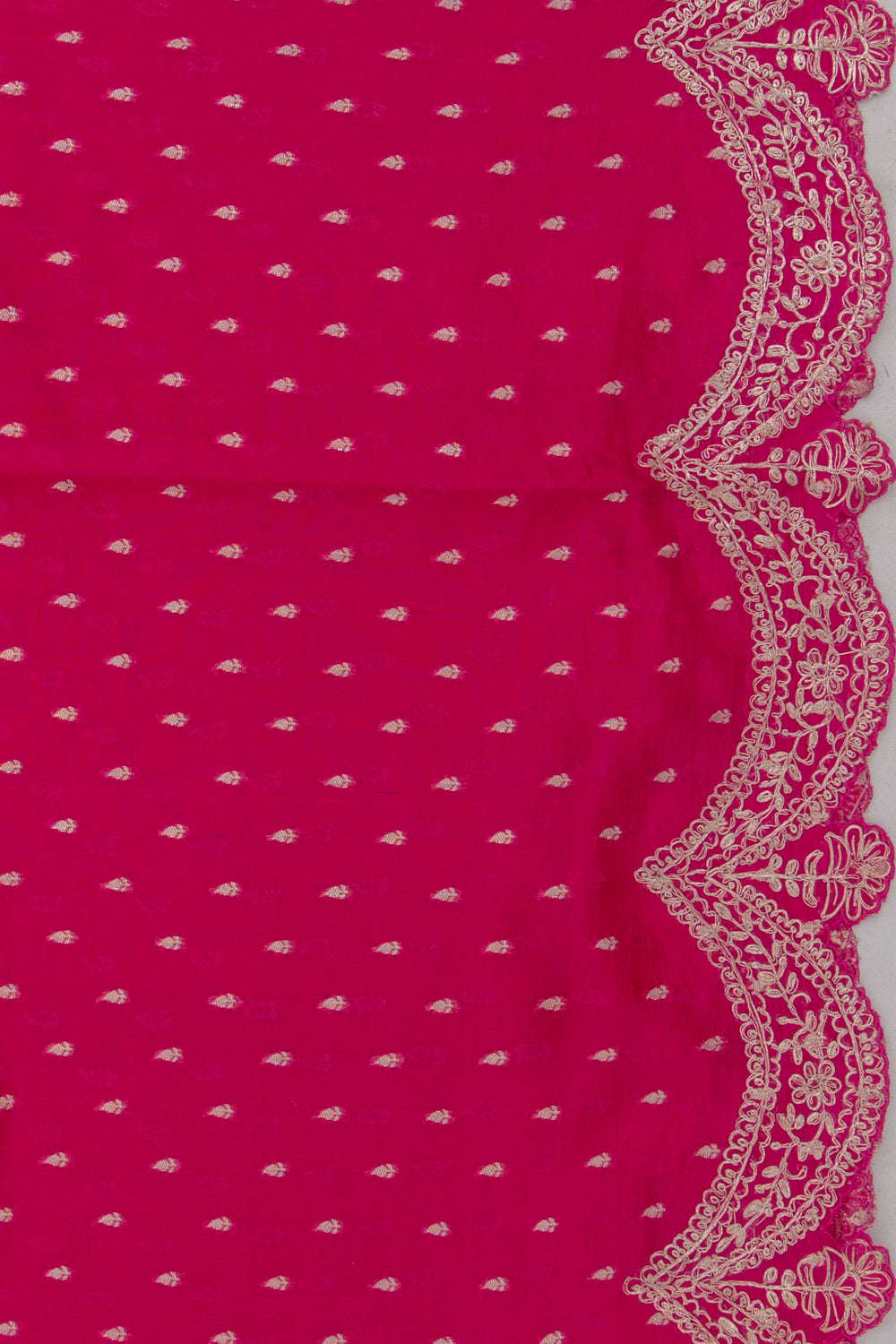 Banarasi Silk Brocade Pink Saree With Scallop Border