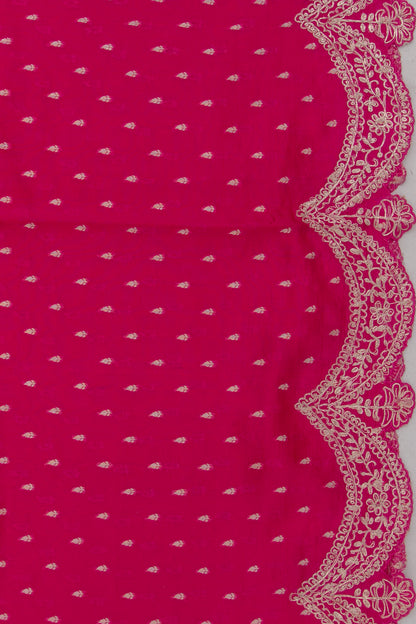 Banarasi Silk Brocade Pink Saree With Scallop Border