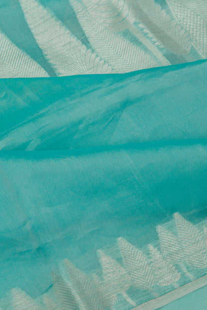 Organza Tissue Plain Sky Blue Saree